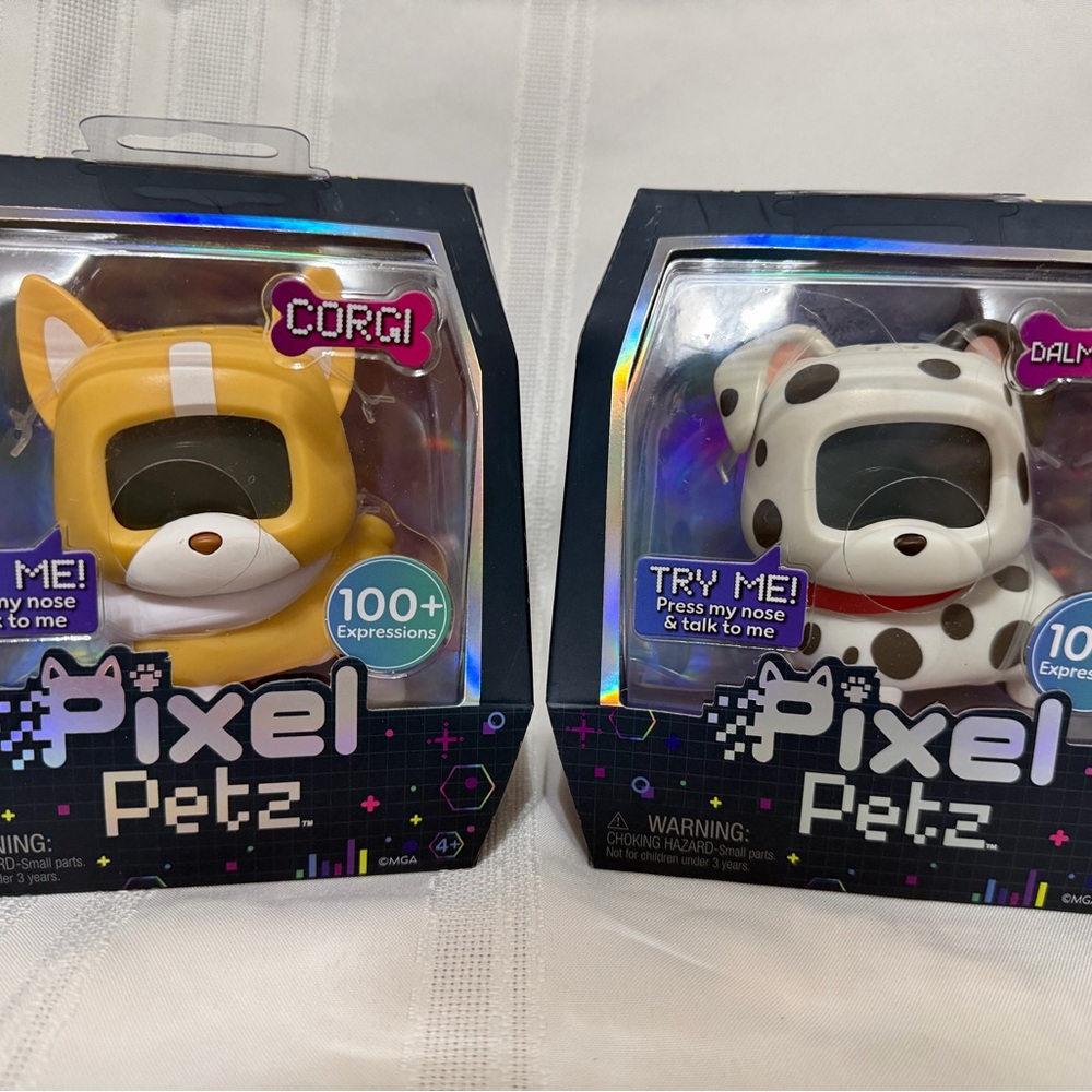 Pair of New Pixel Petz Corgi and Dalmation Electronic Toy Noise & Lights